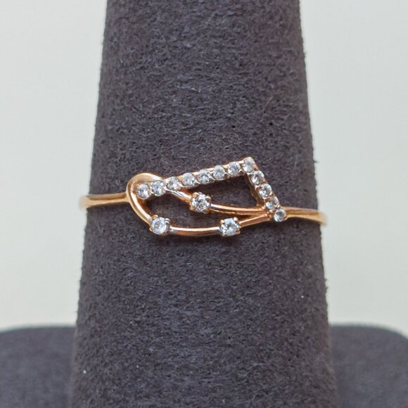 Russian 14k Rose Gold Diamond Chip Geometric Stacking Ring · Sz 9 - Picture 1 of 12